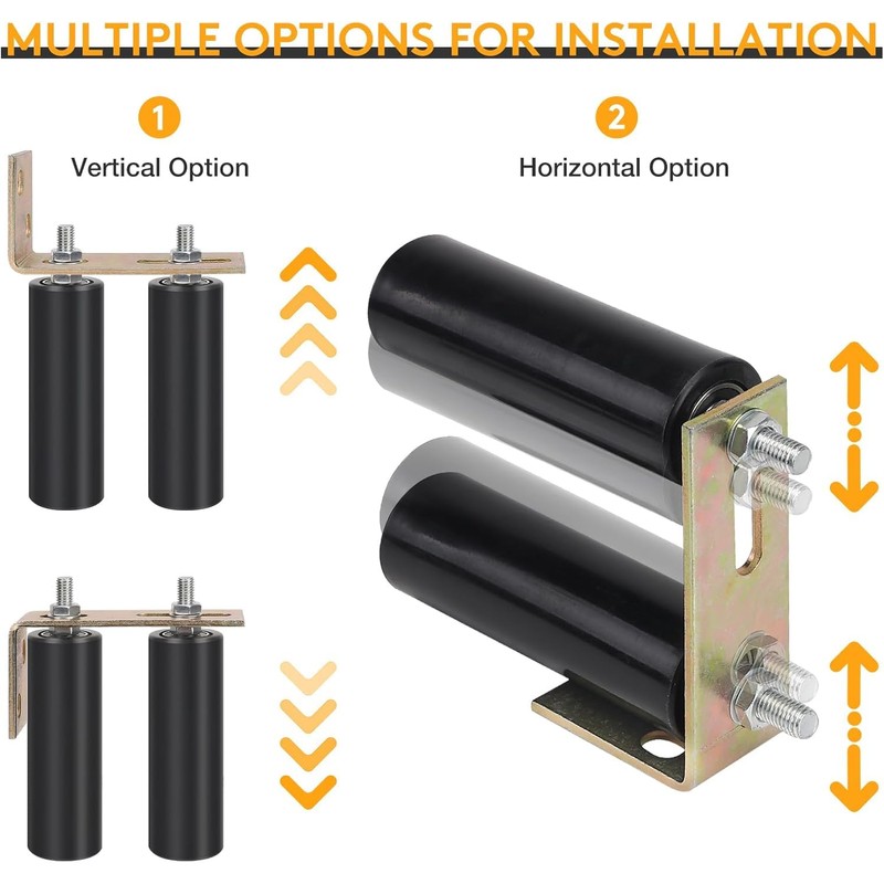2 Pack 6" Gate Roller Guide with L-Bracket, Universal Adjustable