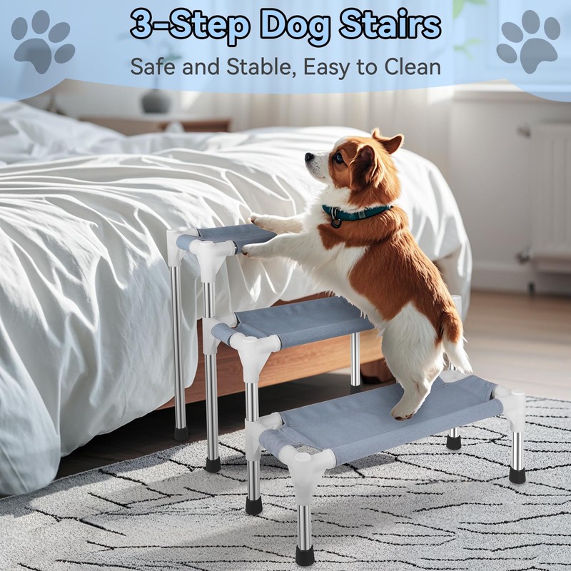 Makerfire Dog Stairs for Small Dogs (3-Step), Dog Steps for