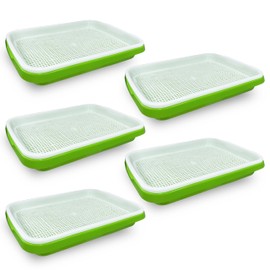 Gardzen 5-Pack Sprouts Growing Kit, Bean Sprouts Tray, Soil-Free Sprouting Tray, Ideal for Mung, Wheatgrass, Indoor Gardening