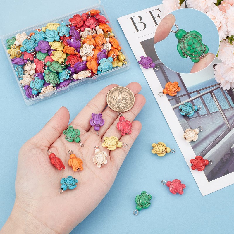 SUNNYCLUE 100 pcs per box sea turtle charm turtle charm