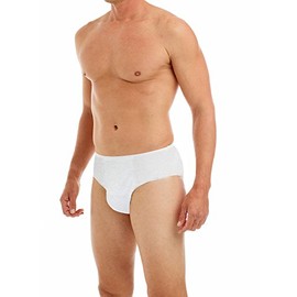 Mens Disposable 100% Cotton Underwear - For Travel- Hospital Stays- Emergencies White Medium 10 Pack