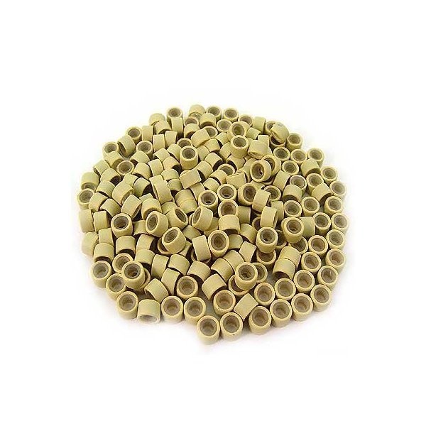 200 PCS 4.5mm Small Silicone Lined Micro Rings Links Beads Linkies For I Bonded Tip Stick Glue Hair Extensions - Color Blonde