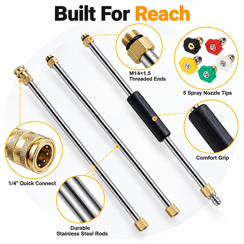 High Pressure Washer Extension Rod Kit with 1/4-Inch Quick Connect