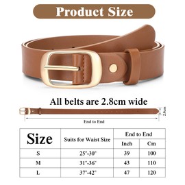 SATINIOR 5 Pack Women Leather Belts for Jeans Ladies Waist Belt Women's Belt with Pin Buckle for Pants Dress(M: Fit Waist 31-36 Inches)