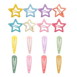 Pack of 16 Colour Star BB Hair Clips, Cute Star Hair Clips, Pentagram Hair Clips, Water Drop Hairpin, Mini Hair Clips for Girls, Snap Hair Clips, for Women Girls Gifts