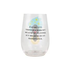 Enesco Our Name is Mud Culture River Cuts Through Rock Stemless Wine Glass, 15 Ounce, Clear