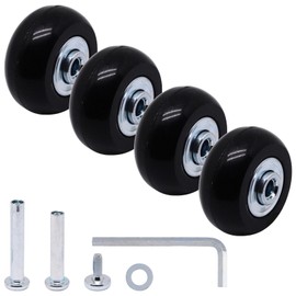 ZHMEINA 40mm x 18mm Luggage Wheels Replacement Set, Suitcase Replacement Wheels, Set of 4 PU Roller Swivel Wheel with Bearing ID 6mm, Axles 32mm & 36mm, for Trolley Carry-on Roller Travel Bags