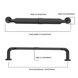 Asidrama 10 Pack 5 Inch(128mm) Matte Black Kitchen Cabinet Handles, Cabinet Pulls Kitchen Cabinet Hardware for Cupboard Drawer Pulls