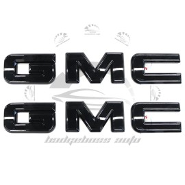 GMC Front & Rear Gloss Black Emblems Overlay 2019-2025 For Sierra 1500 2500HD 3500HD