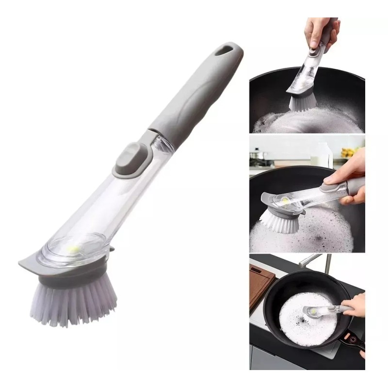 Gadget limpieza Cepillo Con Dispensador De Jabon Lava Traste Esponja