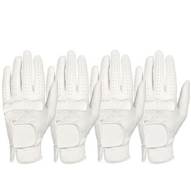 4 Mens All Weather Full Palm Cabretta Golf Gloves (Left) (Large)