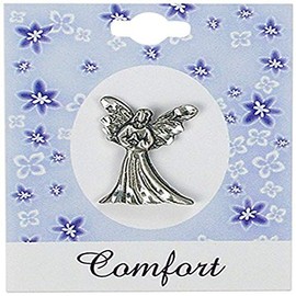 Comfort Angel Lapel Pin, Silver Guardian Angel Jewelry Pin For Women, 3/4 Inches Tall, by Abbey + CA Gift, 1 Count (Pack of 1)