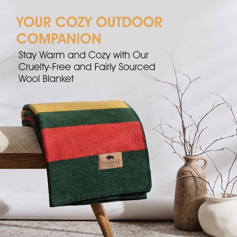 Chubbuck 100% Wool Blanket Camping (60" x 84") - Large