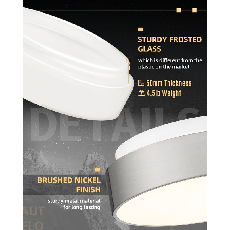 AUTELO 12" Flush Mount Ceiling Light Fixture, Frosted Glass Shade