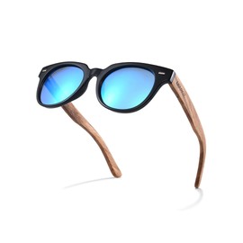 MIAROZ Holz Sonnenbrillen Polarisierte Sonnenbrille,Herren Damen Sonnenbrille,TAC Polarisiert Ebenholz Sonnenbrille (blau)