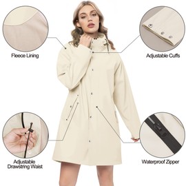 UNIQUEBELLA Raincoat for Women Waterproof Jacket Outdoor Ladies Lightweight Trench Coat