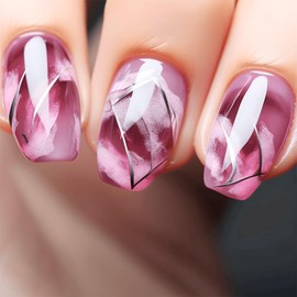COLORBIRD Nail Tips Short 24pcs Red Pink Nail Fake Nails Tips Short Cute Ballerina (W1252)