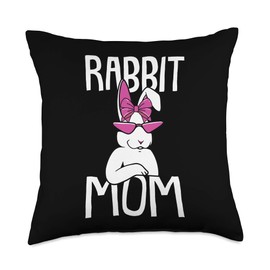 Mothers-Day Pillows Mom-my Mama Women Gifts Rabbit Mom Bunny Mama Cute Pet Animal Lover Mommy Mother Throw Pillow, 18x18, Multicolor