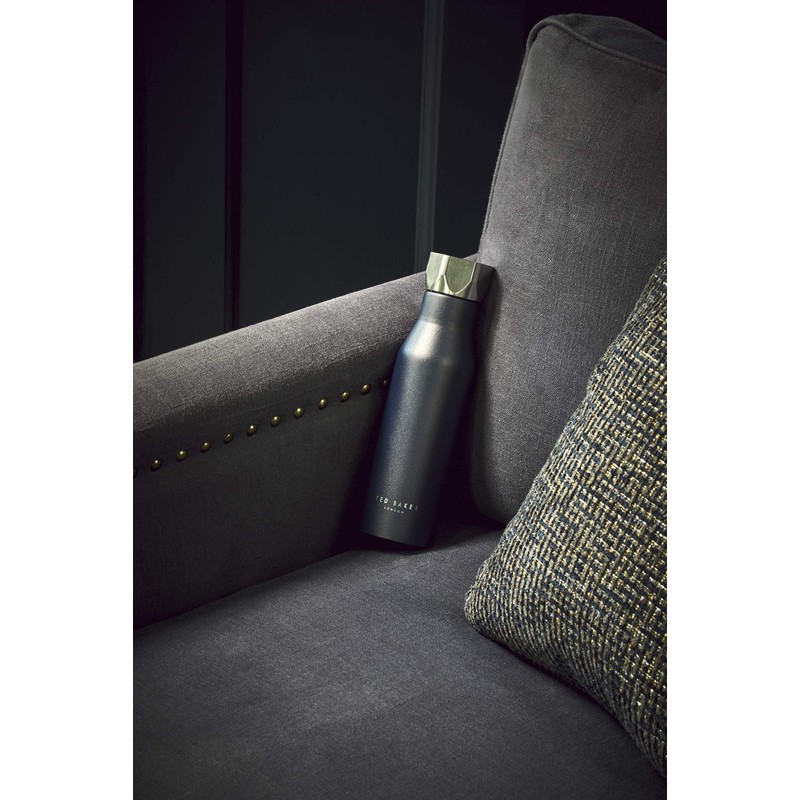 Ted Baker TED586 Navy Water Bottle, 18/8 Stainless Steel, 425