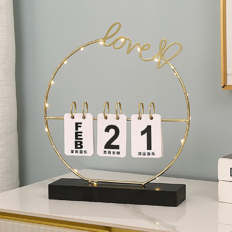 Perpetual Flip Calendar with LED Light Durable Construction Metal Art