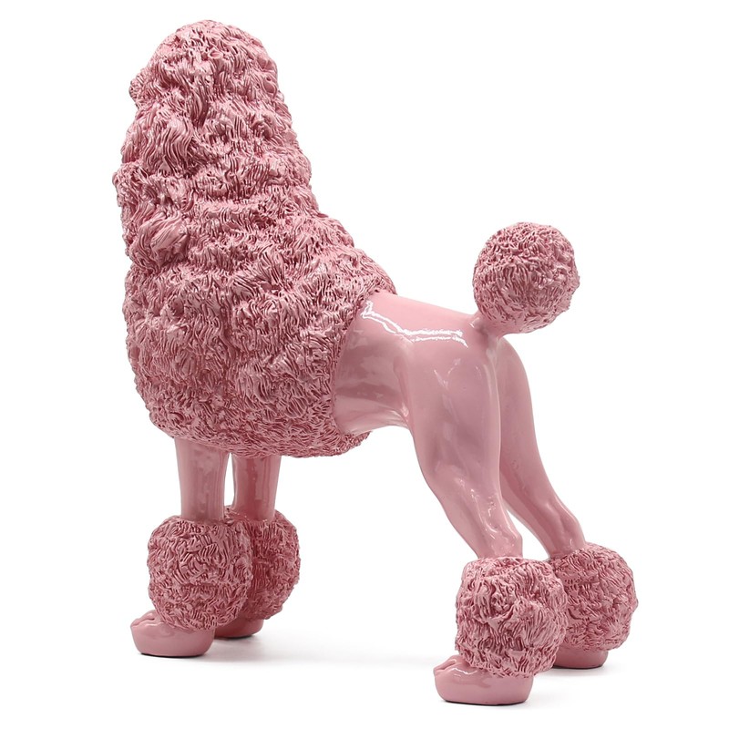 Lukitas Standing Pink Poodle Sculpture Decor, Decorative Dog Statue, Animal