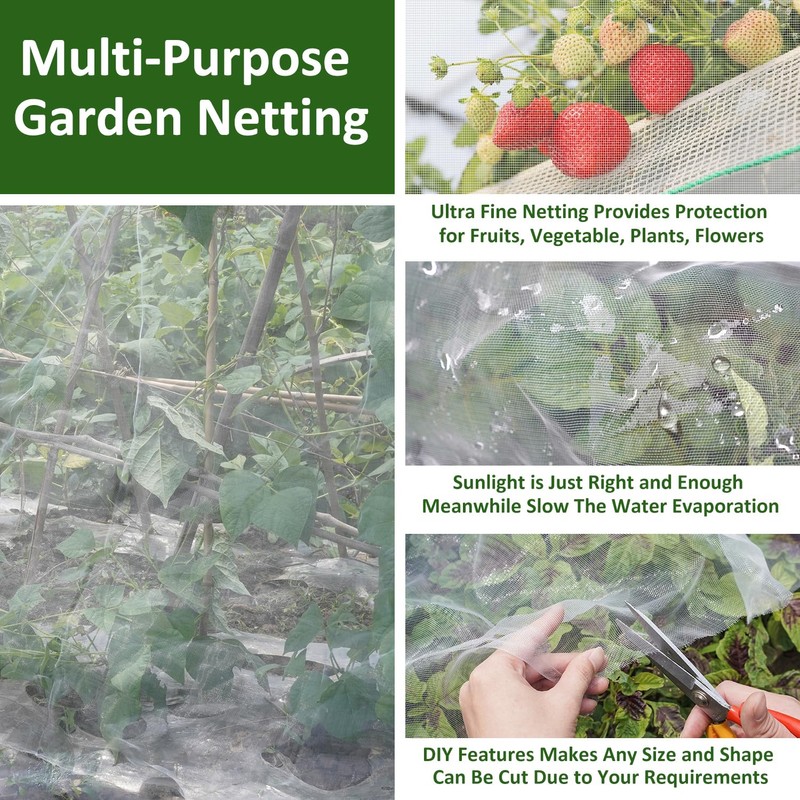 Ultra Fine Garden Netting, 4'x10' Plant Netting Pest Barrier for