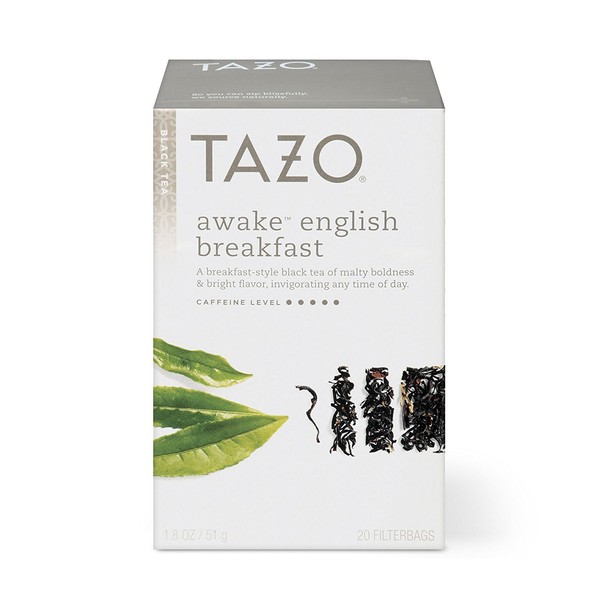 Tazo Awake English Breakfast Tea Bags For a Bold Traditional Breakfast-Style Tea Black Tea Highly Caffeinated Tea 20 Tea Bags 6Ct
