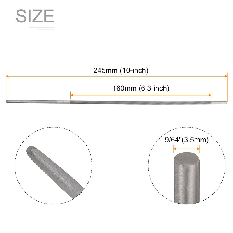 sourcing map 6pcs Chainsaw File, 9/64"(3.5mm) Round Sharpening Hand Files