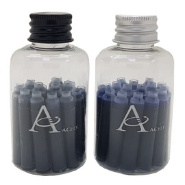 Acely 36 Pieces Bottle Pack Fountain Pen Ink Cartridges Refills – Short International Standard Size - (Black Ink + Blue Ink), PH-100