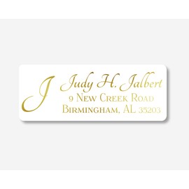 60ct - Initial Gold or Color Foil Return Address Labels, Return Address Stickers, Formal Address Stickers (#310-F)