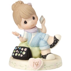 Precious Moments 162013B Growing In Grace, Age 14, Bisque Porcelain Figurine, Brunette Girl