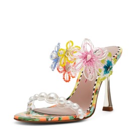 Betsey Johnson Women's Goldiee Heeled Sandal, Yellow Multi, 9.5