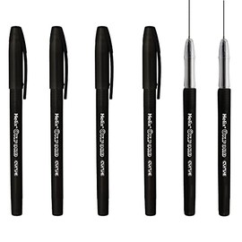 Helix Oxford Curve Ballpoint Pen - 1.0mm Needle Point Nib - Black Ink - Pack of 6
