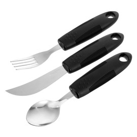 PACKOVE 3Pcs Skid Portable Cutlery Adaptive Utensils for Elderly Disabled Grip Dining for