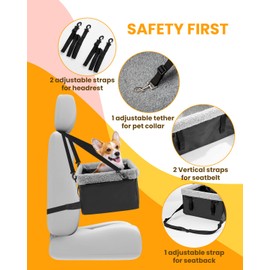 MARSLABO Dog Car Seats for Small Dogs, Upgrade Dog Booster Seat with Metal Frame Construction with Double-Layer Oxford, Perfect for Small Pets,L-UP TO 10LBS