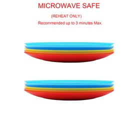 YUYUHUA Plastic Dinner Plates Reusable - Unbreakable Lightweight Flat Plates 10 inch - BPA Free Dishwasher Safe & Microwave Colorful Plate set of 12 for Kids Kitchen Camping Outdoor