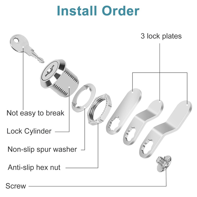 Pertinel Cam Locks Cabinet Locks Keyed Alike, 5/8'' (Length) Cylinder
