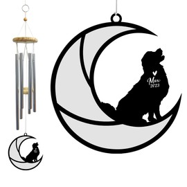 TPLHOUSE Golden Retriever Dog Memorial Wind Chimes, Custom Dog Name Suncatcher, Pet Condolences Gift for Loss of Dog, Dog Loss Remembrance Gift, Sympathy Wind Chimes Outdoor Garden Decor