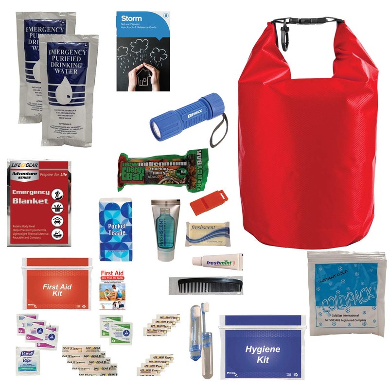 Dry Bag Survival Kits for one Person Emergency, Waterproof (Red)