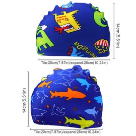 SCJJZ Swimming cap children, swimming cap children boys, swimming cap children, swimming cap, boys and girls, cuddly earmuffs swimming cap, baby fabric hat (monsters and sharks)