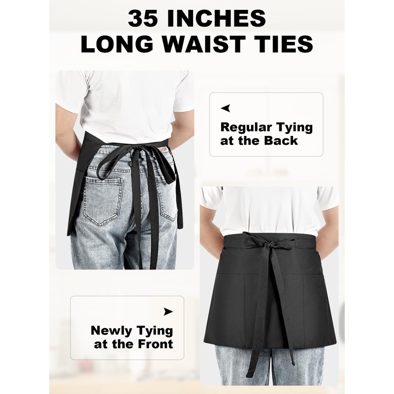 Server Aprons,Waterproof Waitress Aprons bulk Heavy Duty Kitchen Aprons with