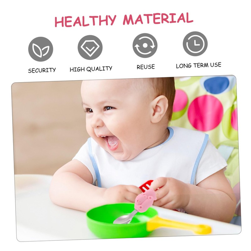 ABOOFAN 1Set Training Spoon and Fork Set Tableware for Handle