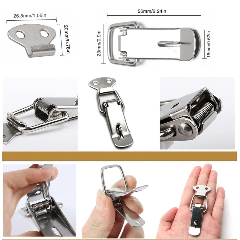 Litensh 4PCS Stainless Steel Tension Clasp, 56mm Lever Clasp, Spring