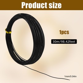 30m Extra-Long 18 Gauge Aluminum Wire Ultra-Tough– Highly Bendable Beading Wire for Jewelry, Craft & Wreath Making (1mm, Black)