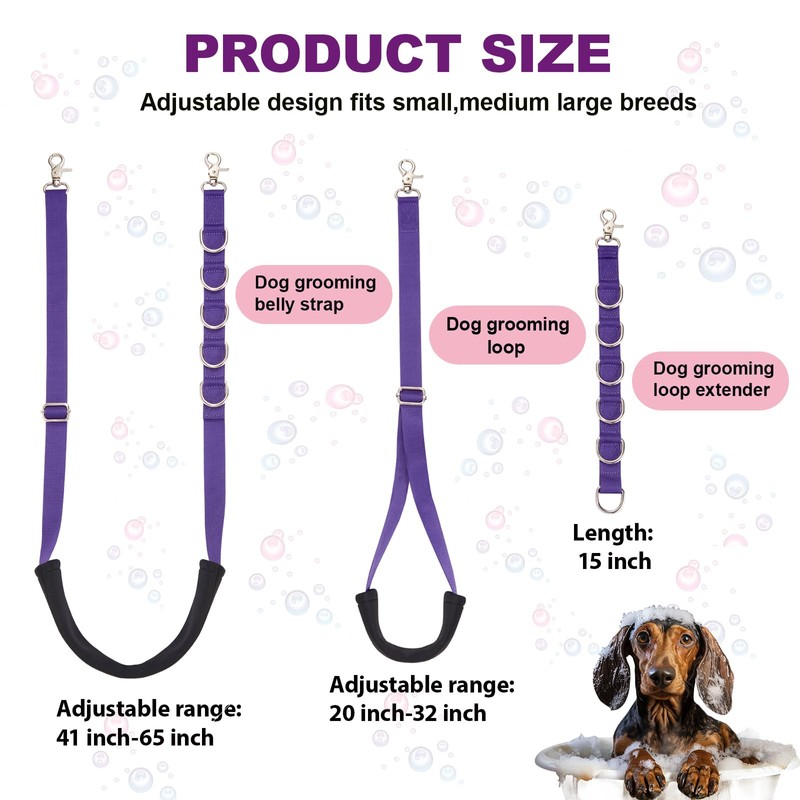 Dog Grooming Belly Strap - 3PCS Grooming Restraint Set Adjustable