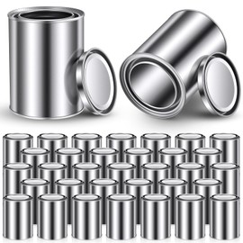 Blulu 50 Pcs Bulk Paint Cans with Lids 2 Pint Empty Metal Paint Bucket Multipurpose Leftover Paints Storage Containers for DIY Paints Crafts Project Adhesives