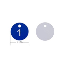 StayMax Plastic ID Number Tags Engraved Tags Key Tags Without Key Rings (1-100, Blue)