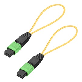 Buacoz MPO/APC Fiber Optic Loopback Tester Cable,Singlemode - 50/125μm MPO/16 Core Female, Fiber Optic Loopback Plug Adapter, for Testing Applications(2Pack)