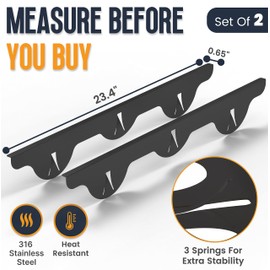 Linda’s Essentials Stove Gap Covers Stainless Steel (2 Pack), 316 Stainless Steel Stove Gap Covers Heat Resistant Oven Gap Filler Seals Spaces Between Stovetop and Counter (23.4 Inches, Black (Steel))