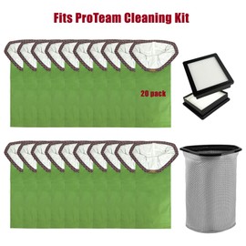 20 Pack 107313 Filter Bags Replacement For ProTeam GoFit 10, Super Coach Pro 10 Backpack Vacuum, With 1 pack 10qt Micro Cloth Filter bag 834000 and 2 pack HEPA Filter 107315